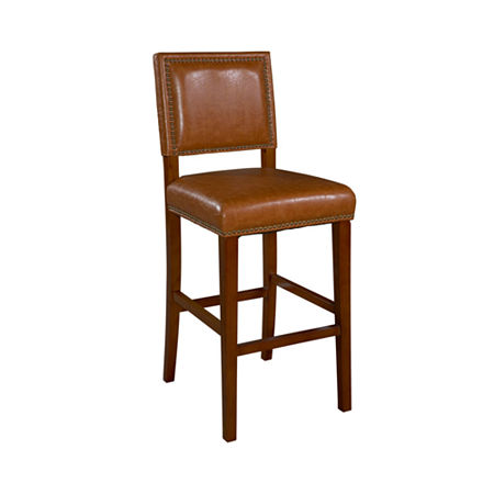 Archer Upholstered Barstool With Back, One Size, Brown