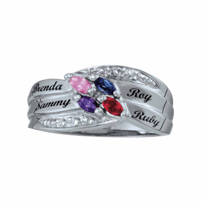 Personalized Family Simulated Birthstones Name RingJCPenney
