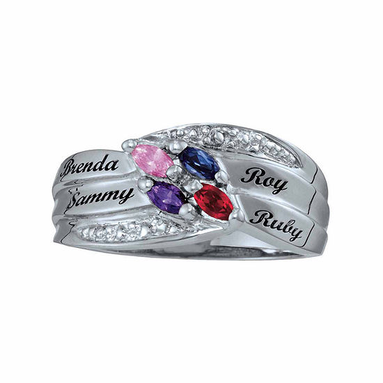 Personalized Family Simulated Birthstones Name Ring