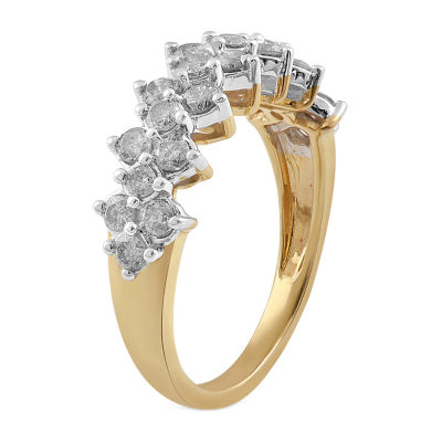 Womens 23.5MM 1 CT. T.W. Natural White Diamond 10K Gold Cluster Band