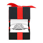 Womens 3 CT. T.W. Genuine White Diamond 10K White Gold Cushion Side Stone Halo Engagement Ring