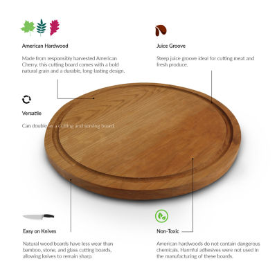 Casual Home 11.5" Round Cherry Wood Cutting Board