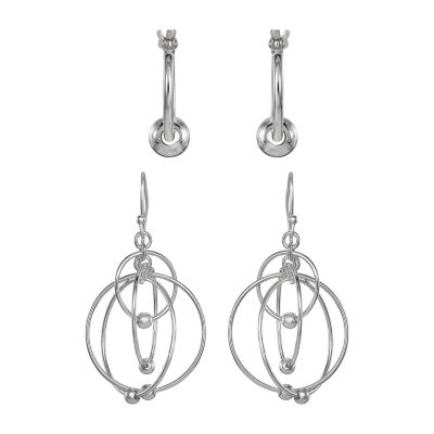 Womens Sterling Silver Earring Set