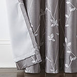 JCPenney Home Malone Leaf Embroidered Blackout Rod Pocket Single Curtain Panel