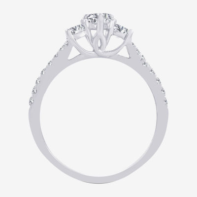 Love Lives Forever (H-I / Si1-Si2) Womens 1 CT. T.W. Lab Grown White Diamond 10K Gold Pear 3-Stone Engagement Ring