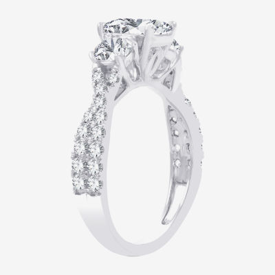 Love Lives Forever (H-I / Si1-Si2) Womens 2 CT. T.W. Lab Grown White Diamond 10K Gold 3-Stone Engagement Ring