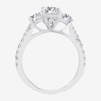 Love Lives Forever (H-I / Si1-Si2) Womens 2 CT. T.W. Lab Grown White Diamond 10K Gold 3-Stone Engagement Ring