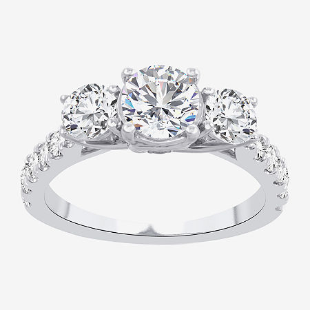 Modern Bride Love Lives Forever (h-i / Si1-si2) Womens 2 Ct. T.w. Lab Grown White Diamond 10k Gold Round 3-stone  In White