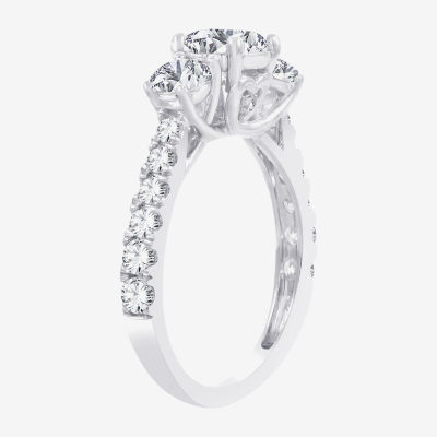 Love Lives Forever (H-I / Si1-Si2) Womens 2 CT. T.W. Lab Grown White Diamond 10K Gold Round 3-Stone Engagement Ring