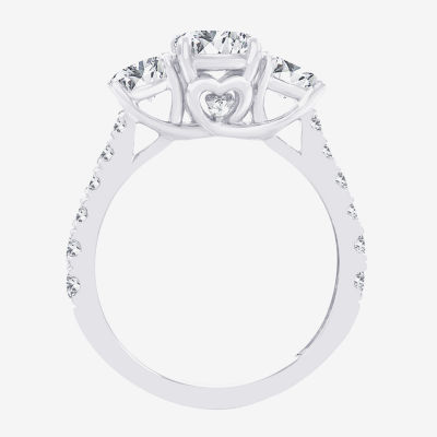 Love Lives Forever (H-I / Si1-Si2) Womens 2 CT. T.W. Lab Grown White Diamond 10K Gold Round 3-Stone Engagement Ring
