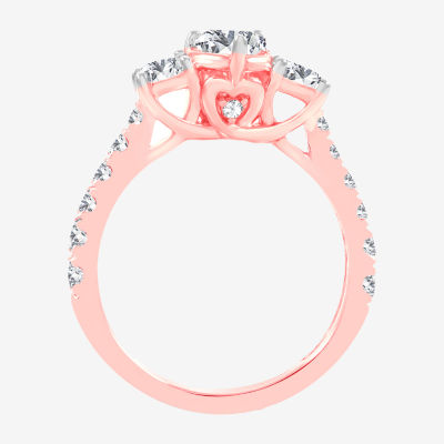 Love Lives Forever (H-I / Si1-Si2) Womens 2 CT. T.W. Lab Grown White Diamond 10K  Gold Pear 3-Stone Engagement Ring