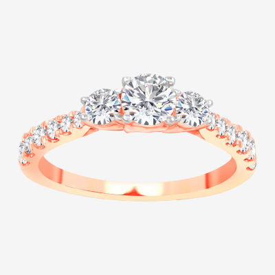 Love Lives Forever (H-I / Si1-Si2) Womens CT. T.W. Lab Grown White Diamond 10K Gold Round 3-Stone Engagement Ring