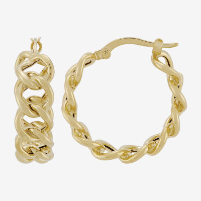 Made in Italy Womens 14K Gold 24mm Round Hoop Earrings
