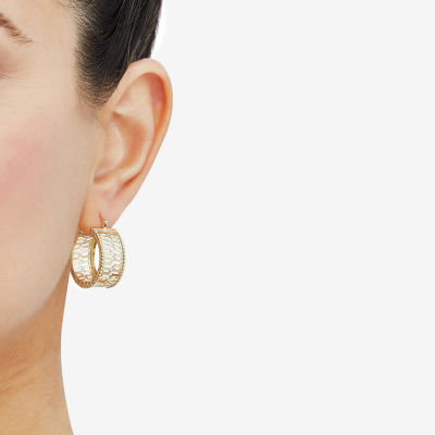 Made in Italy Womens 14K Gold 25.3mm Round Hoop Earrings