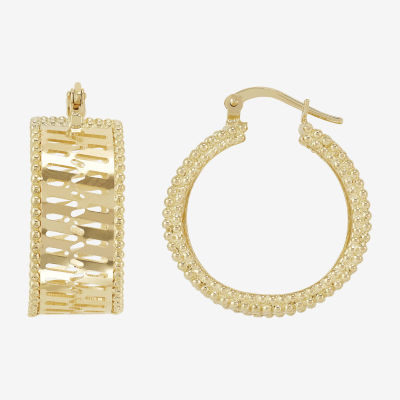 Made in Italy Womens 14K Gold 25.3mm Round Hoop Earrings