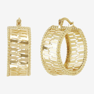 Made in Italy Womens 14K Gold 25.3mm Round Hoop Earrings