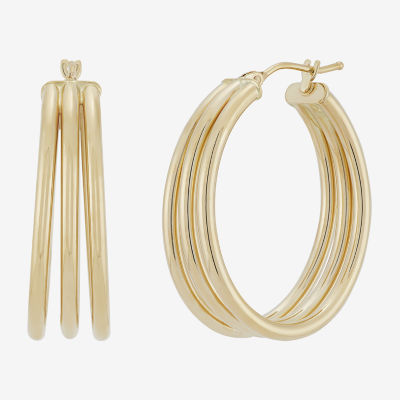 Made in Italy Womens 14K Gold 30mm Round Hoop Earrings