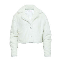 Knit Works Little & Big Girls Midweight Faux Fur Coat, Large, Beige