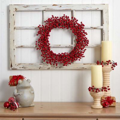 Nearly Natural 22in. Berry Indoor Christmas Wreath