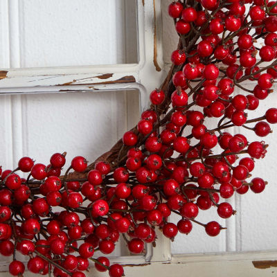 Nearly Natural 22in. Berry Indoor Christmas Wreath