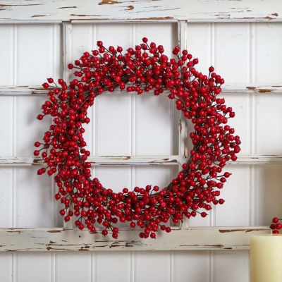 Nearly Natural 22in. Berry Indoor Christmas Wreath