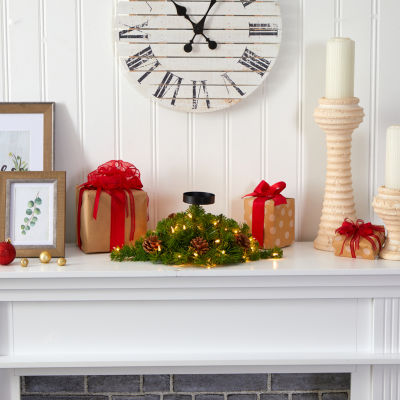 Nearly Natural 16in. 35 Lights And Pine Cones Lighted Christmas Tabletop Decor