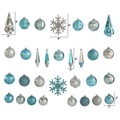 Nearly Natural Holiday 52 Count Set; 80mm To 150mm With Reusable Tray Christmas Ornament