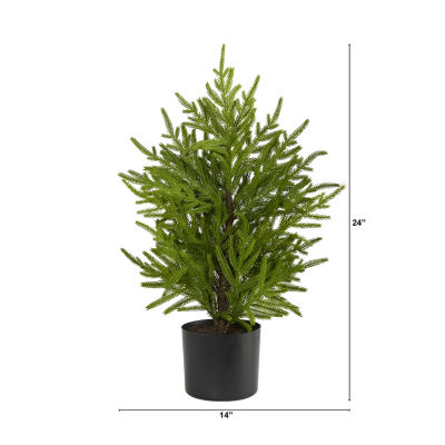 Nearly Natural 2 Foot Norfolk Island Pine Natural Look In Decorative Planter Christmas Tree