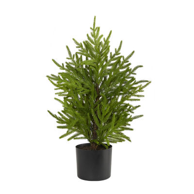 Nearly Natural 2 Foot Norfolk Island Pine Natural Look In Decorative Planter Christmas Tree