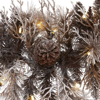 Nearly Natural 6ft. 50 White Warm Led Lights And Pine Cones Pre-Lit Christmas Indoor Garland