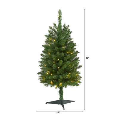 Nearly Natural 3 Foot Slim Green Mountain Pine With 50 Clear Led Lights Pre-Lit Christmas Tree