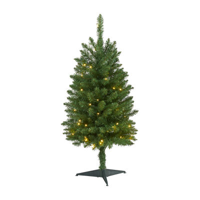 Nearly Natural 3 Foot Slim Green Mountain Pine With 50 Clear Led Lights Pre-Lit Christmas Tree