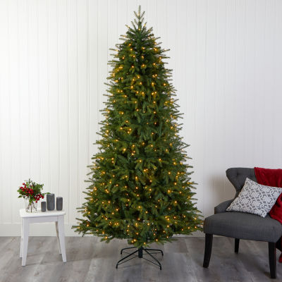 Nearly Natural 8 Foot Natural Look Fir With 3470 Bendable Branches And 700 Clear Led Lights Pre-Lit Christmas Tree