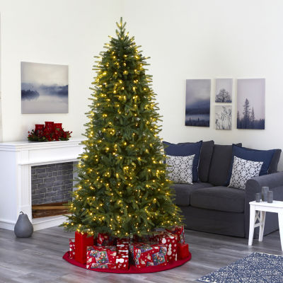 Nearly Natural 8 Foot Natural Look Fir With 3470 Bendable Branches And 700 Clear Led Lights Pre-Lit Christmas Tree