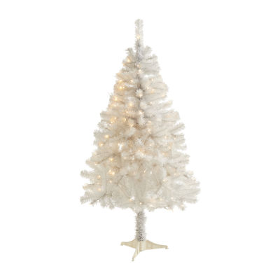 Nearly Natural 4 Foot White Pine With 100 Clear Led Lights Pre-Lit Christmas Tree