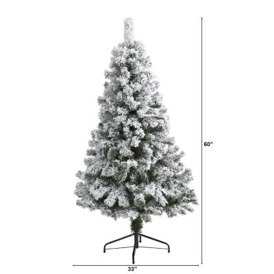 Nearly Natural 5 Foot West Virginia Flocked Fir Christmas Tree