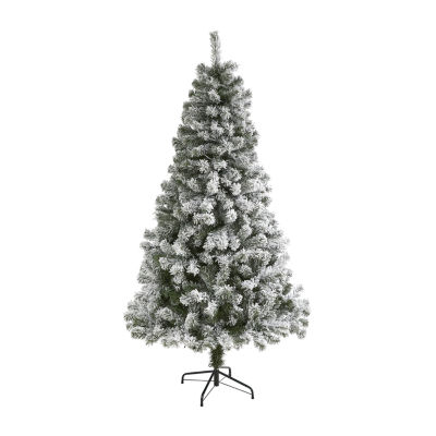 Nearly Natural 6 Foot West Virginia Flocked Fir Christmas Tree