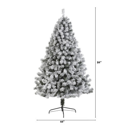 Nearly Natural 7 Foot West Virginia Flocked Fir Christmas Tree