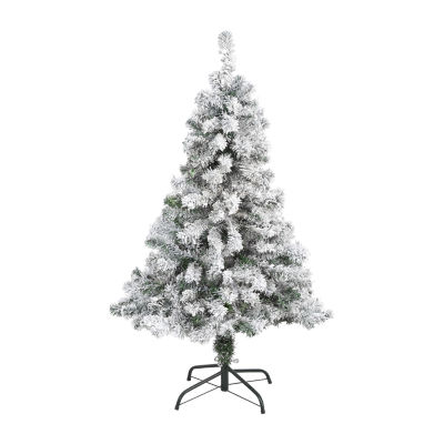 Nearly Natural 4 Foot Rock Springs Flocked Spruce Christmas Tree