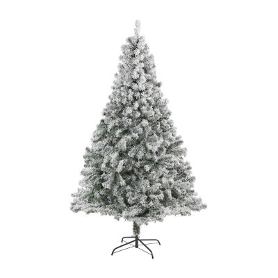Nearly Natural 7 Foot Rock Springs Flocked Spruce With 800 Bendable Branches Christmas Tree