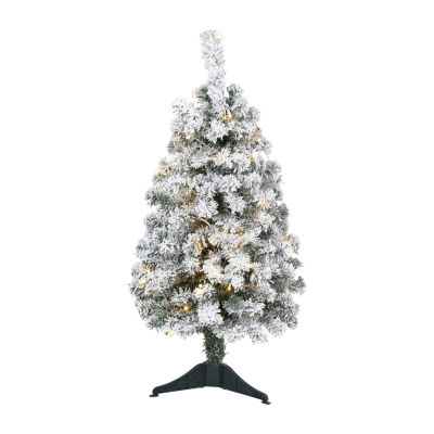 Nearly Natural 3 Foot Flocked Rock Springs Spruce Pre-Lit Christmas Tree