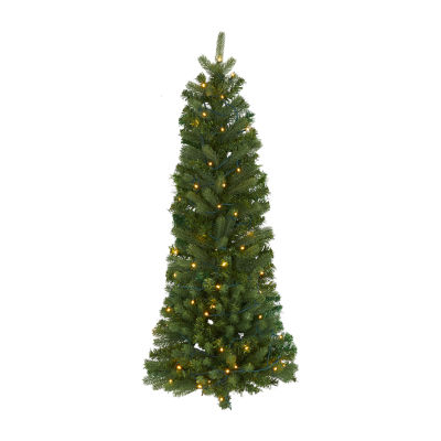 Nearly Natural 4 Foot Flat Back Wall Hanging Pine Pre-Lit Christmas Tree