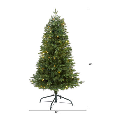 Nearly Natural 4 Foot Vermont Fir With 100 Clear Led Lights Pre-Lit Christmas Tree