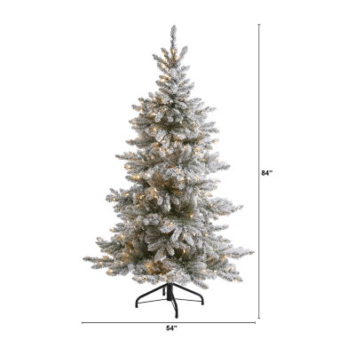 Nearly Natural 7 Foot West Virginia Flocked Spruce With 1468 Bendable Branches And 400 Clear Lights Pre-Lit Christmas Tree