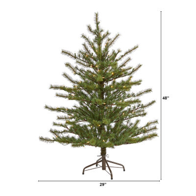 Nearly Natural Foot Mountain Pine With Bendable Branches And Clear Lights Pre-Lit Christmas Tree