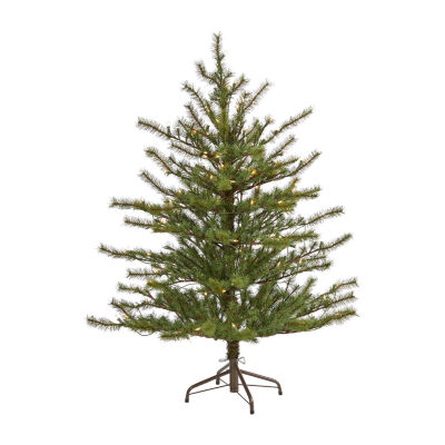 Nearly Natural Foot Mountain Pine With Bendable Branches And Clear Lights Pre-Lit Christmas Tree