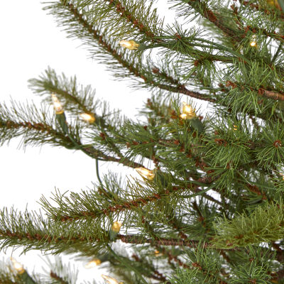 Nearly Natural Foot Mountain Pine With Bendable Branches And Clear Lights Pre-Lit Christmas Tree