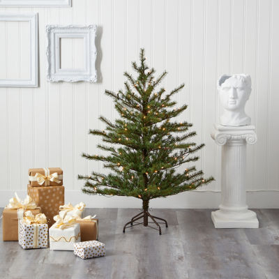 Nearly Natural Foot Mountain Pine With Bendable Branches And Clear Lights Pre-Lit Christmas Tree