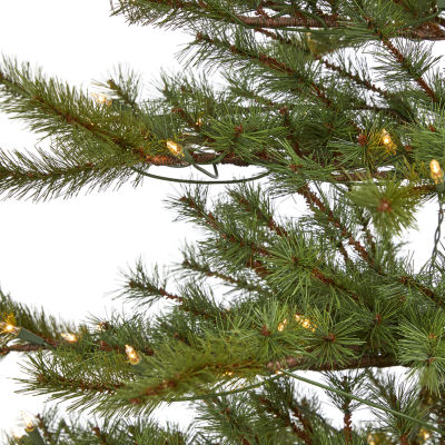 Nearly Natural 7 Foot Mountain Pine With 1762 Bendable Branches And 450 Clear Lights Pre-Lit Christmas Tree