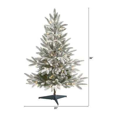 Nearly Natural 3 Foot Manchester Flocked Spruce Pre-Lit Christmas Tree